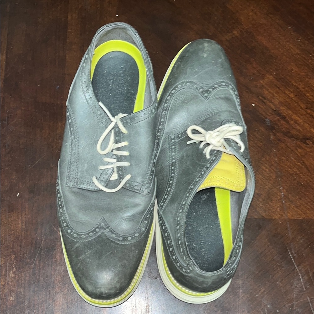 Cole Haan Gray and Yellow Oxfords